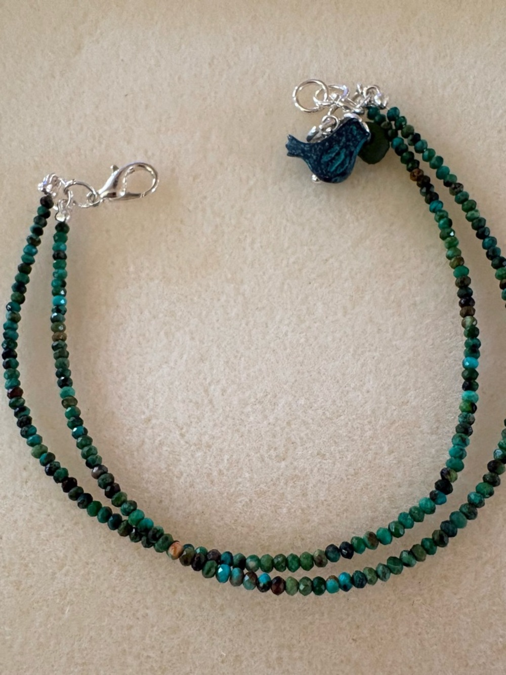 Hubei Turquoise 2 mm Minimalist Double-Strand Bracelet - Picture 2 of 4